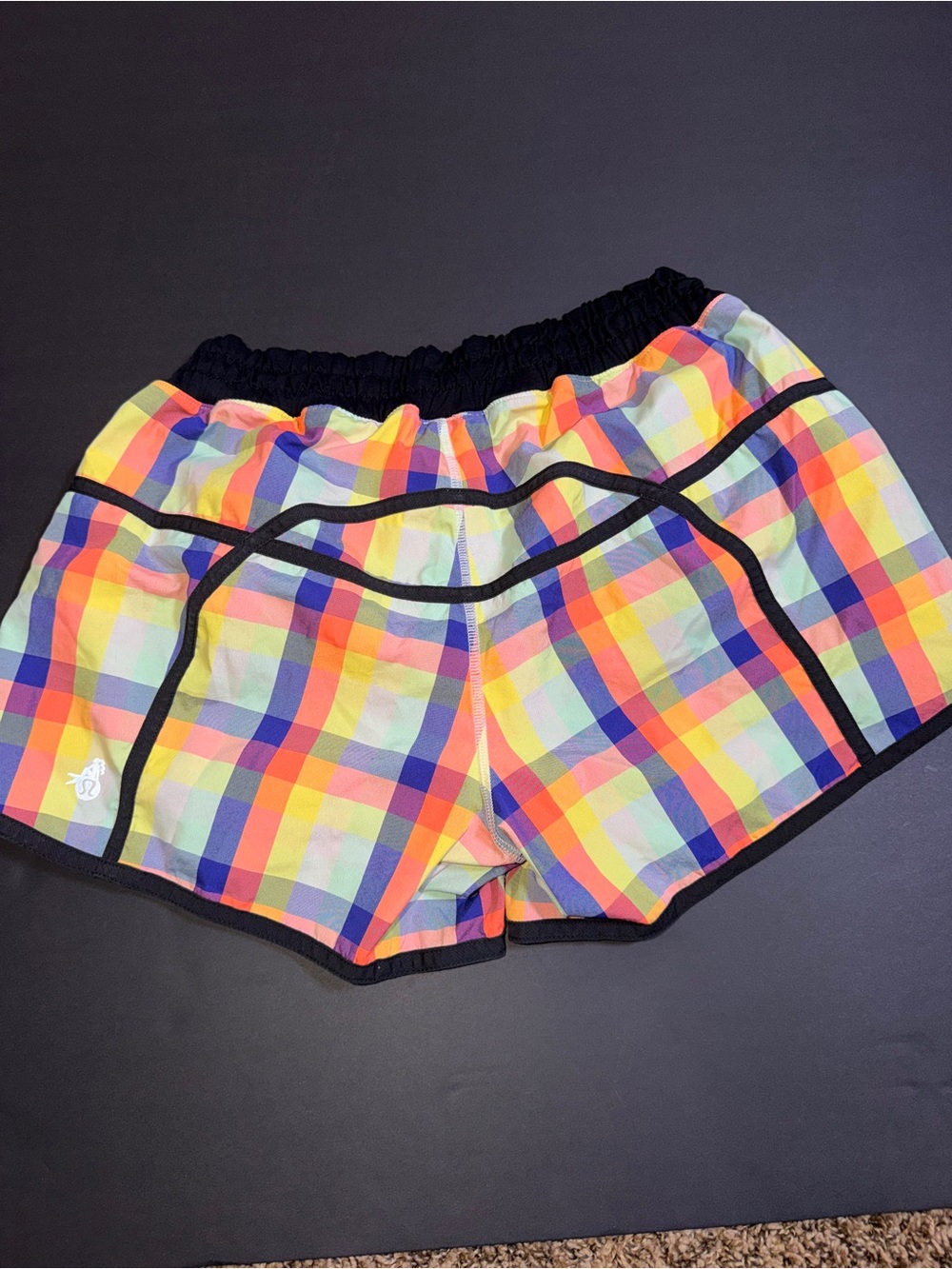 lululemon athletica Multicolor Plaid Athletic Shorts with Black Trim - Picture 2 of 5